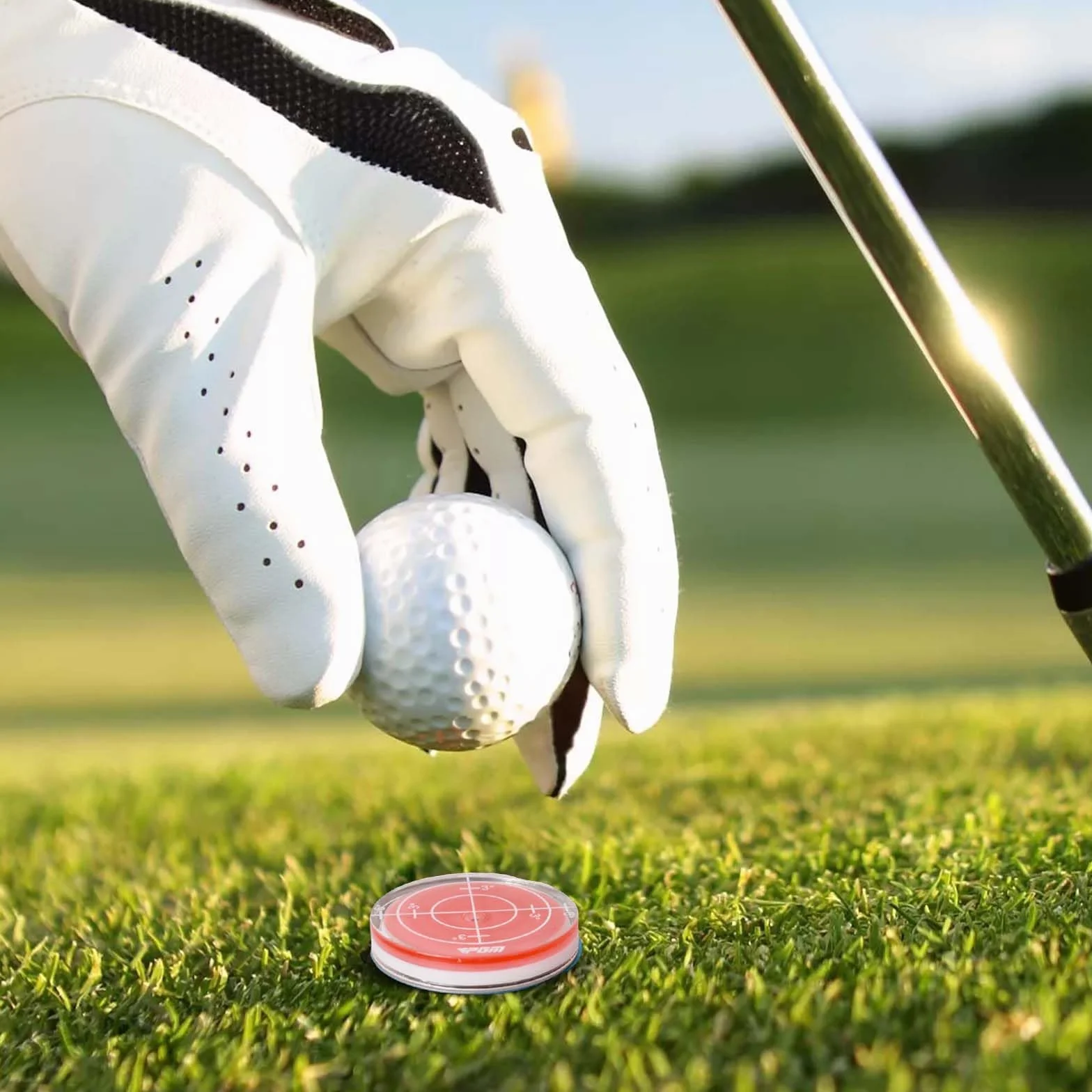 Golf Green Reader, Golf Ball Marker with Level, Alta Precisione, Putt Green Reader, con Magnetica Golf Hat Clip, per Interni Esterni (Rosso)