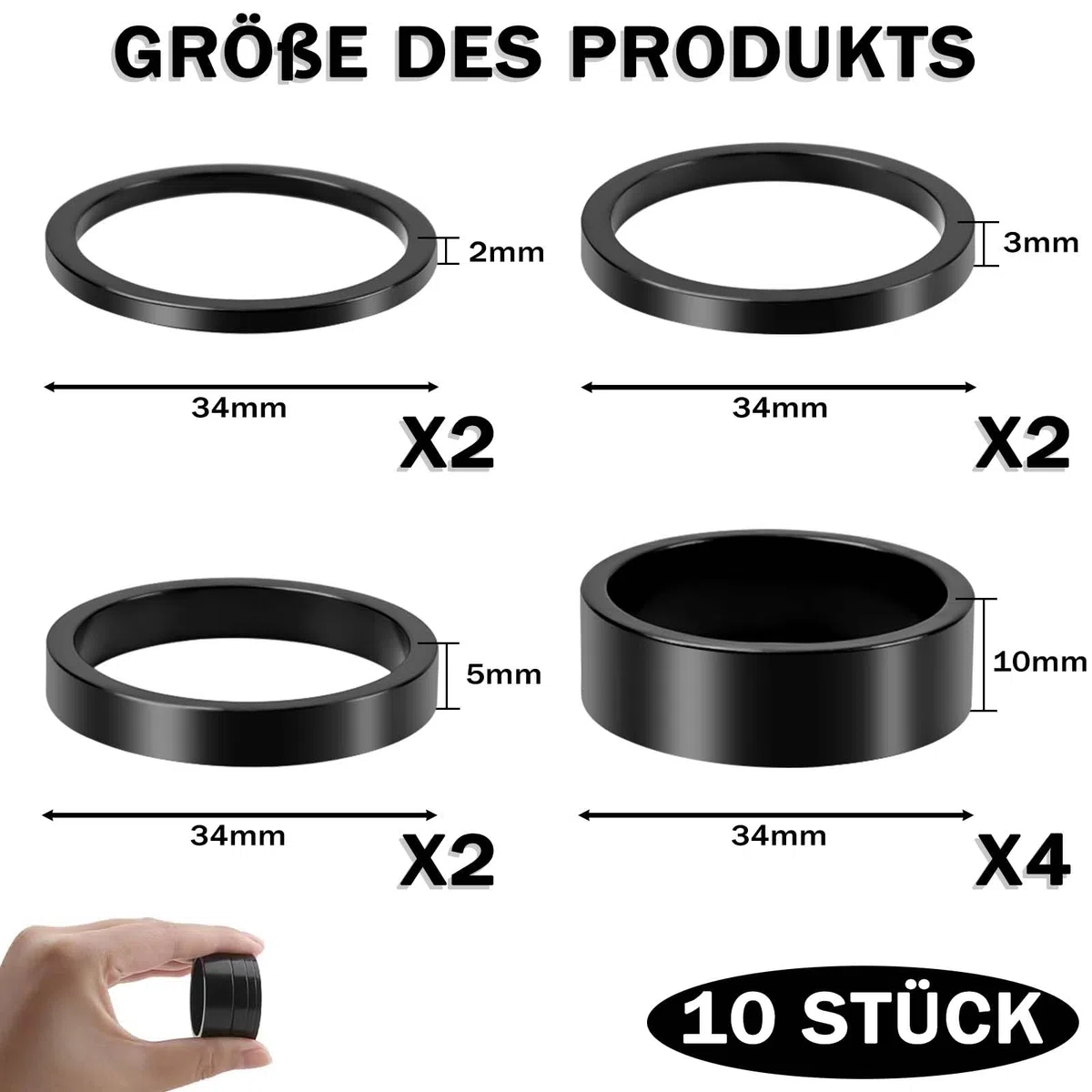 10 pezzi Ahead Spacer 1 1/8 pollici, 2 3 5 10 mm, piastra in alluminio, distanziatore per bicicletta