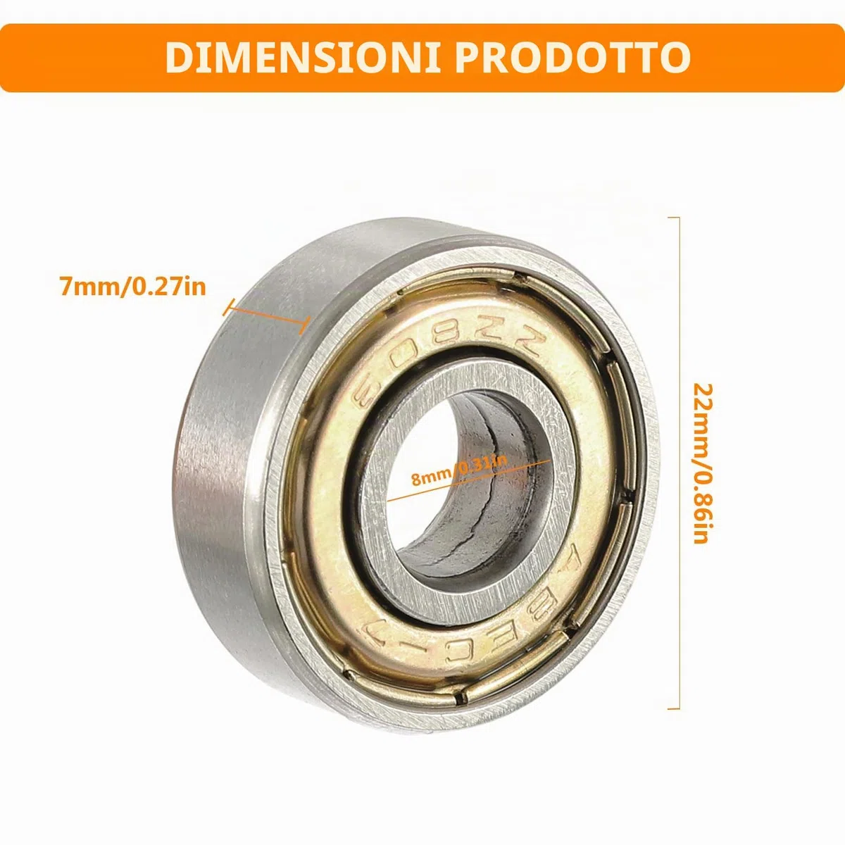 40 Pezzi 608 ZZ Cuscinetto A Sfera, Cuscinetti a Sfera in Miniatura, Miniature Groove Cuscinetti a Sfere, per Skateboard, Scooter, Pattini in Linea (8 mm x 22 mm x 7 mm)