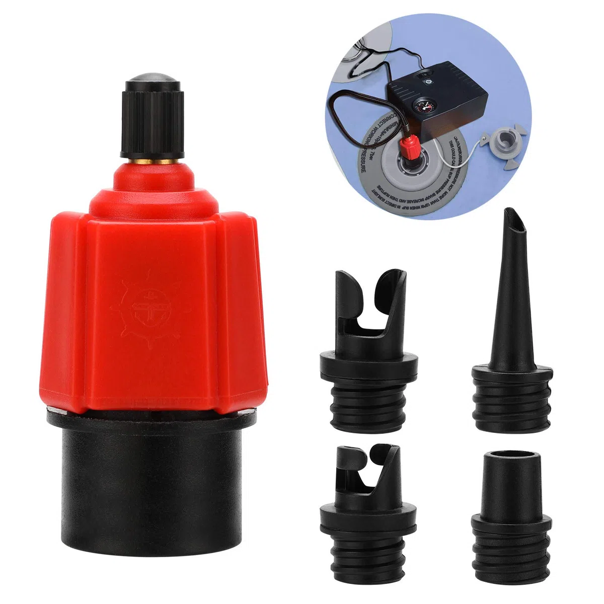 Oumers Adattatore per pompa gonfiabile, convertitore per pompa ad aria, 4 standard, attacco convenzionale per valvola dell'aria per gommoni, stand up paddle, letto gonfiabile, ecc