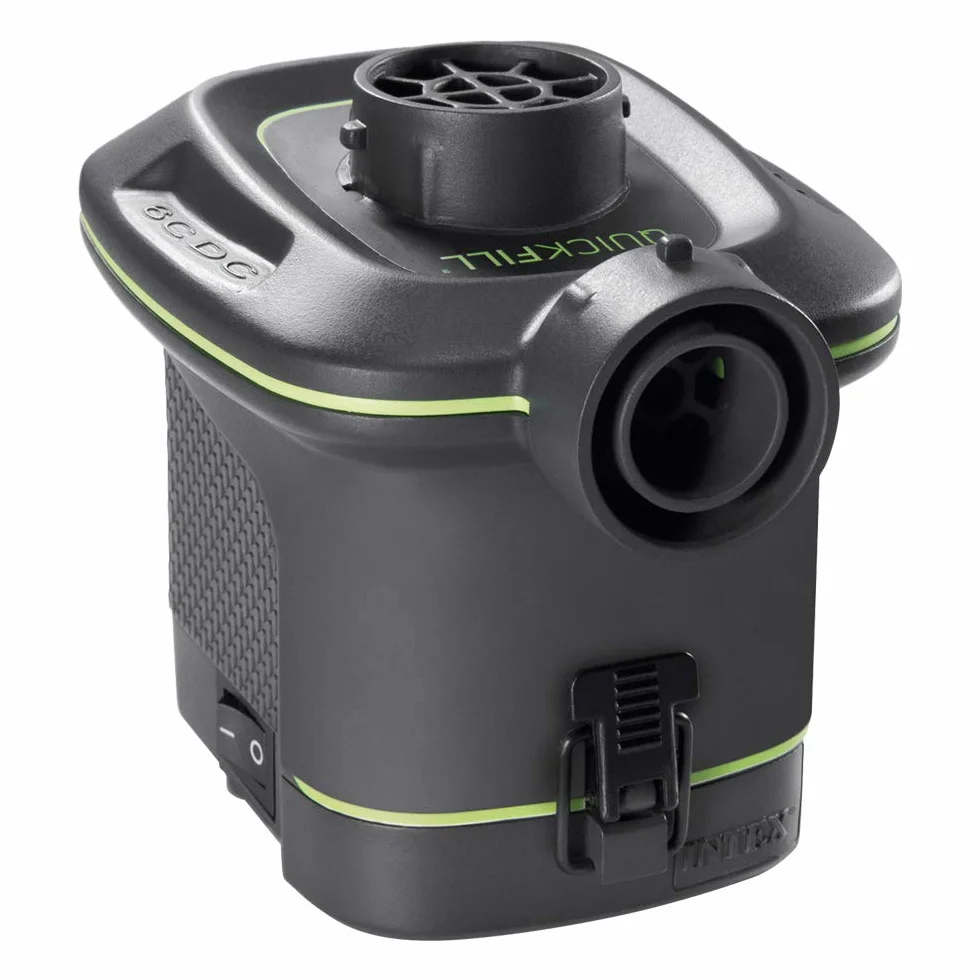 Intex 66638 - Pompa Elettrica Portatile QuickFill a Batterie per Gonfiaggio e Sgonfiaggio, Plastica, Grigio