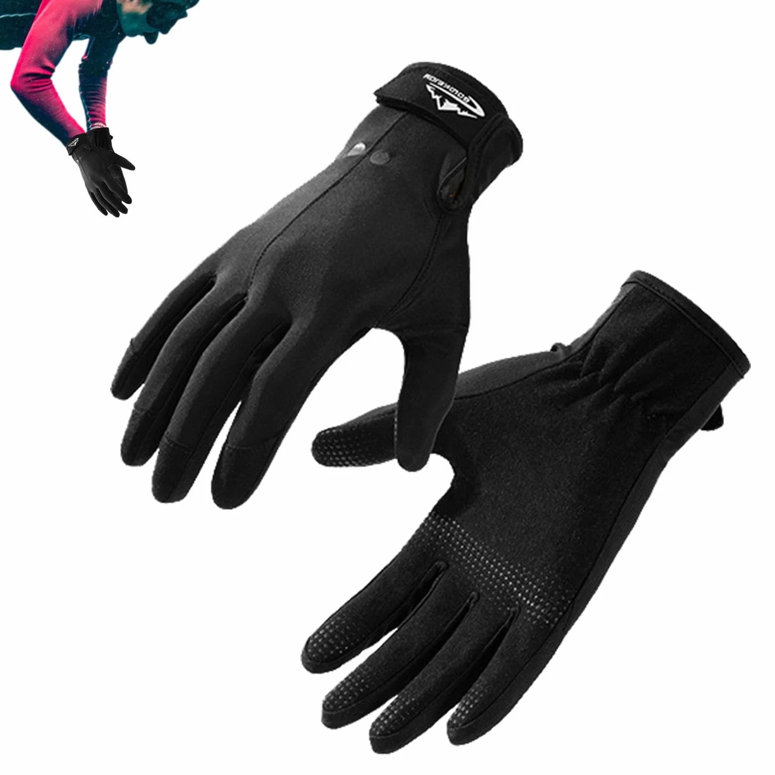 Guanti da Sub - Guanti da Sci d'Acqua - Guanti Impermeabili con Adesivo Regolabile, Particelle Antiscivolo in Silicone e Doppio Uso per Terra e Mare per Ciclismo, Immersioni, Pesca, Immersioni