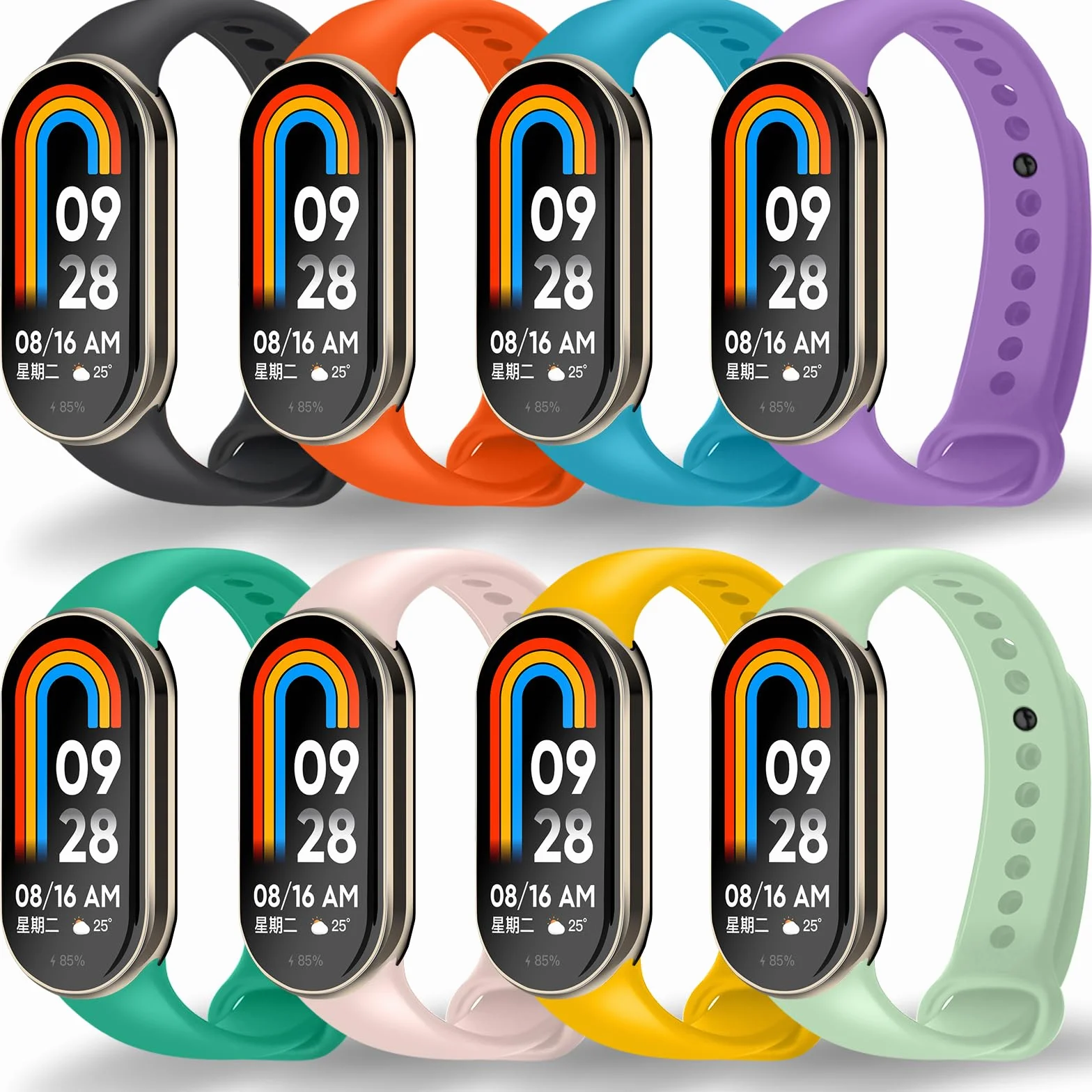 BANGTING Cinturino per Xiaomi Mi Band 10/9/8, Bracciale Sportivo in TPU con Connettore Metallico, 3-12 Pezzi