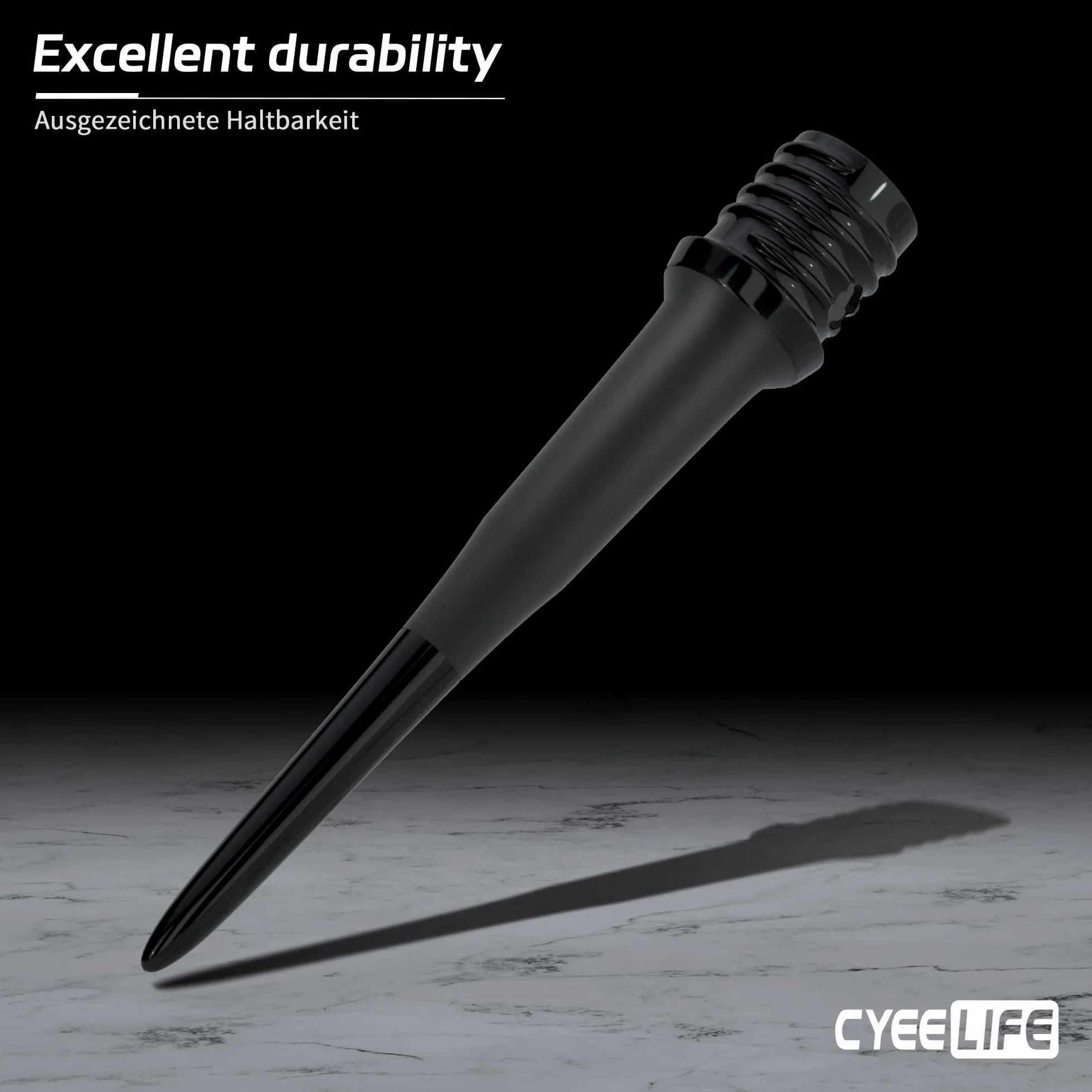 CyeeLife Punte per freccette in plastica, 1000 pezzi, con filettatura 2BA, punte di ricambio, particolarmente stabili e durevoli, colore nero