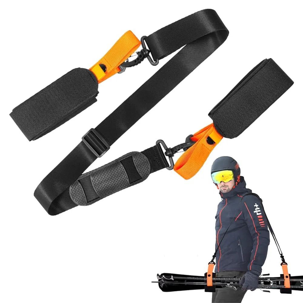 mizikuu Tracolla per Sci Portatile, Regolabile Cinghia da Sci e Portabastone Porta sci e Bastoncini da Spalla Nylon Ski Straps Accessori per Sci Snowboard Attività All'Aperto Invernali