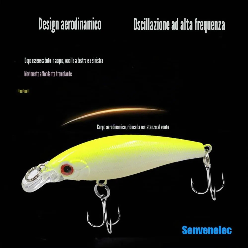 5 x esche 3D, manovella e da pesca in mare e acqua dolce, rigide bioniche artificiali