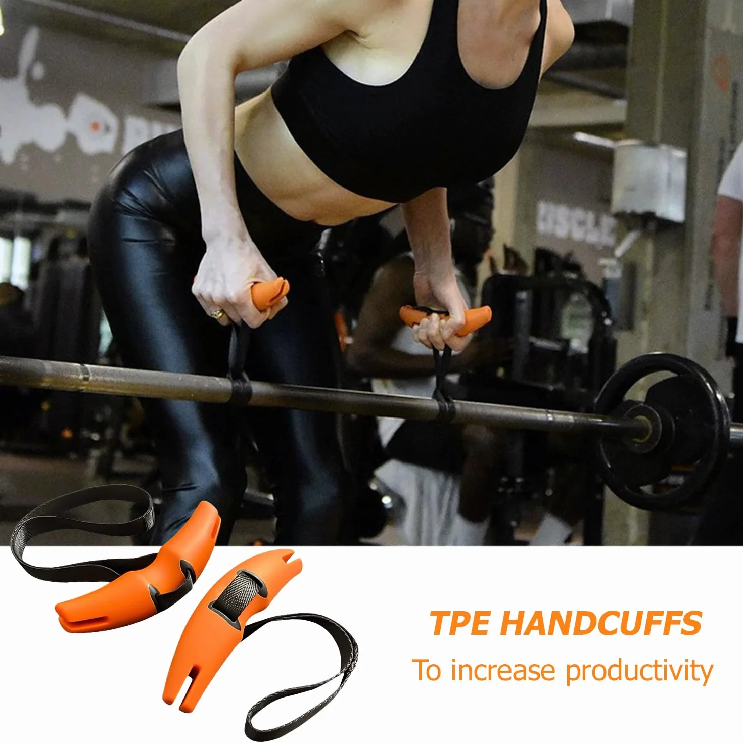 Leikurvo Zj338 Impugnatura per allenamento fitness, impugnatura per canottaggio con fascia di resistenza regolabile, maniglia per cavi, arancione, TPE