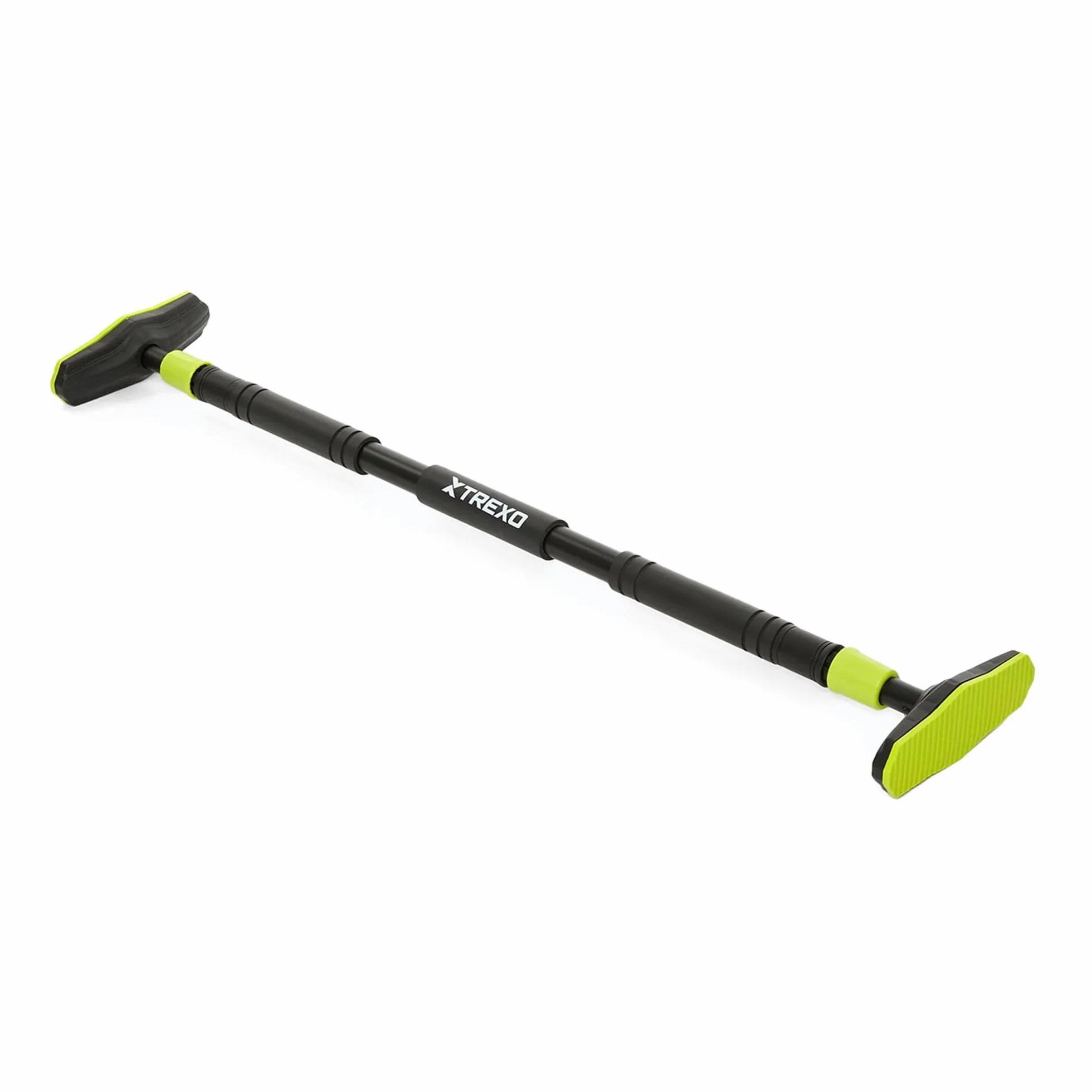 TREXO Barra per trazioni, lunghezza regolabile 70 – 96 cm, grigio in acciaio, portata massima fino a 150 kg, per esercizi di trazione, braccia e spalle, facile da montare, asta con estremità in gomma
