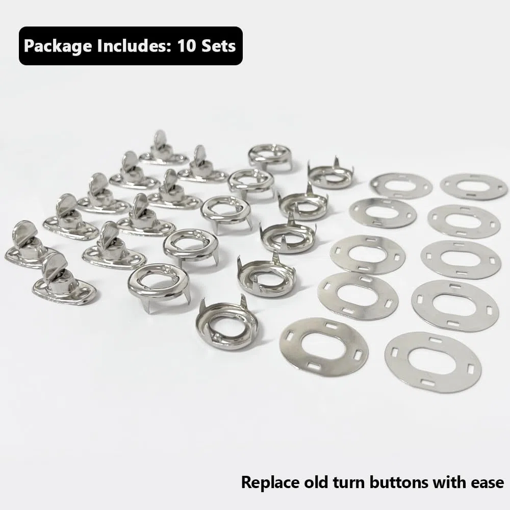 Kit di fissaggio a bottone girevole di grado marino con basi ad occhiello e viti, strumenti di bloccaggio a torsione per barche, accessori hardware per copertura in tela, set da 10 (A)