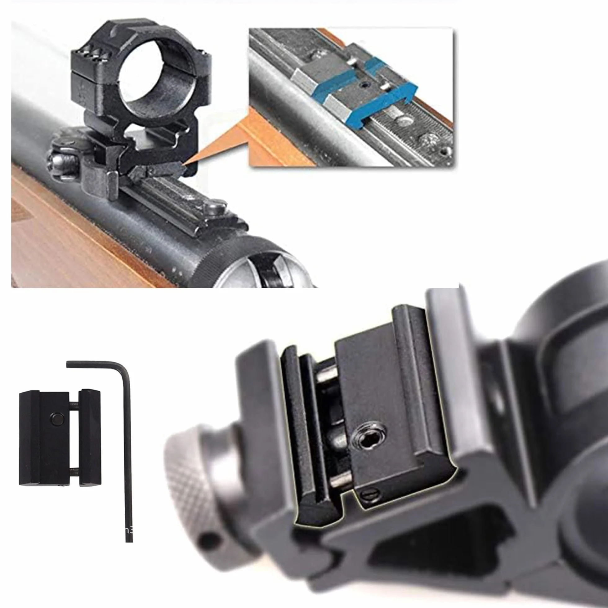 2 pezzi military coda di rondine a guida Picatinny da 11 mm a 22 mm, adattatore in alluminio 22 mm, pistola per fucile