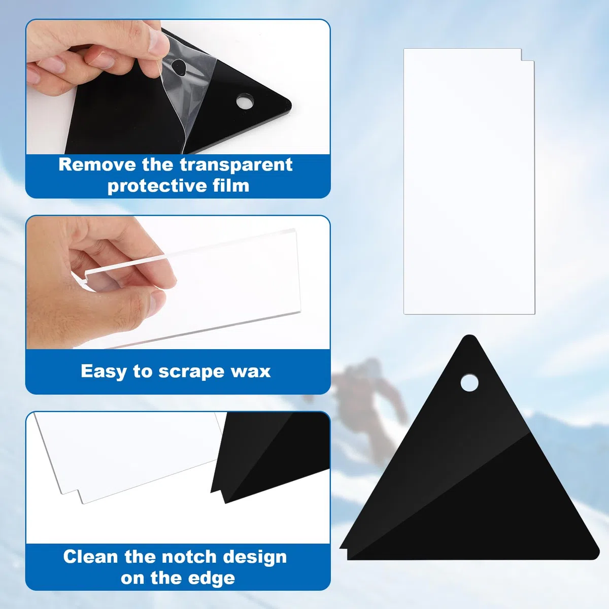 2pz Raschietto per Cera da Snowboard, Plastica Triangolo e Rettangolo Raschietto per Cera da Sci Rimozione Raschietto per Sci per Sport All'Aria Aperta Sci Snowboard Rimozione Extra Della Cera