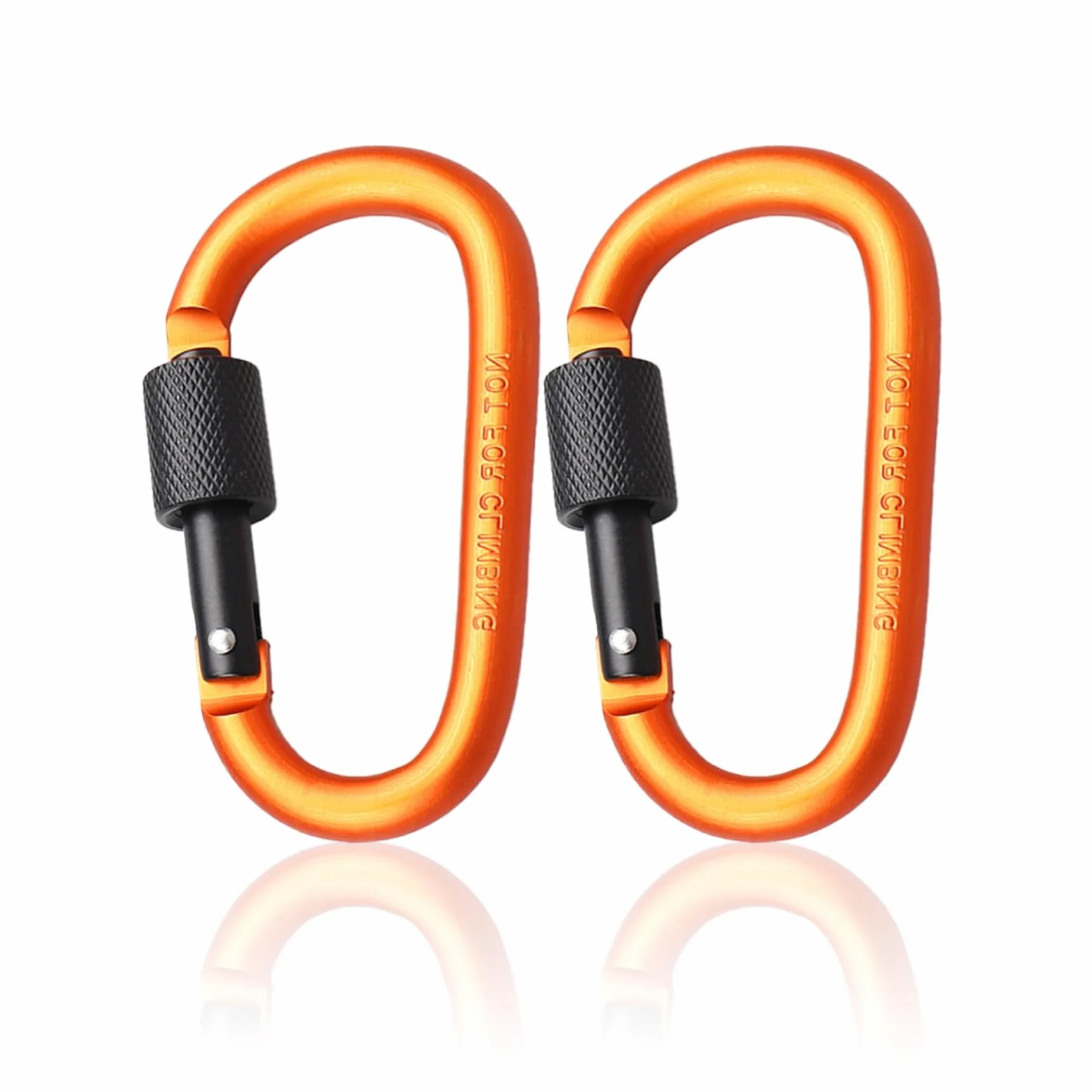 2 moschettoni con chiusura a clip, 7,8 cm, arancione, in lega di alluminio, con anello a D, portachiavi per campeggio, escursionismo, viaggi, pesca, portachiavi per zaino all'aperto