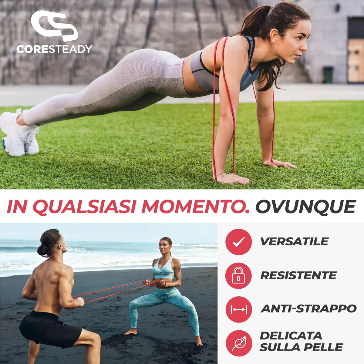 Coresteady Elastico Trazioni I Elastico Fitness per Trazioni alla Sbarra Assistite I Elastici per Palestra I Powerlifiting & Calisthenics I Allenamento per Uomini e Donne