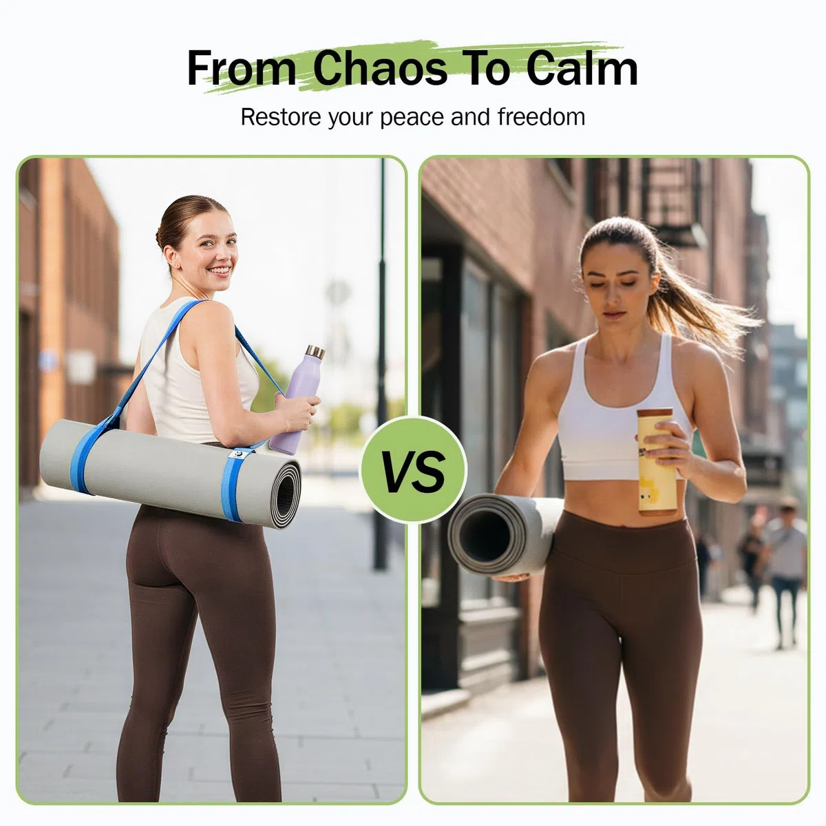 Slim Panda Cinghia Tappetino Yoga in 100% Cotone, Cinghia Stretching Gambe, Porta tappetino yoga regolabile(Tappetino Yoga Non Incluso)