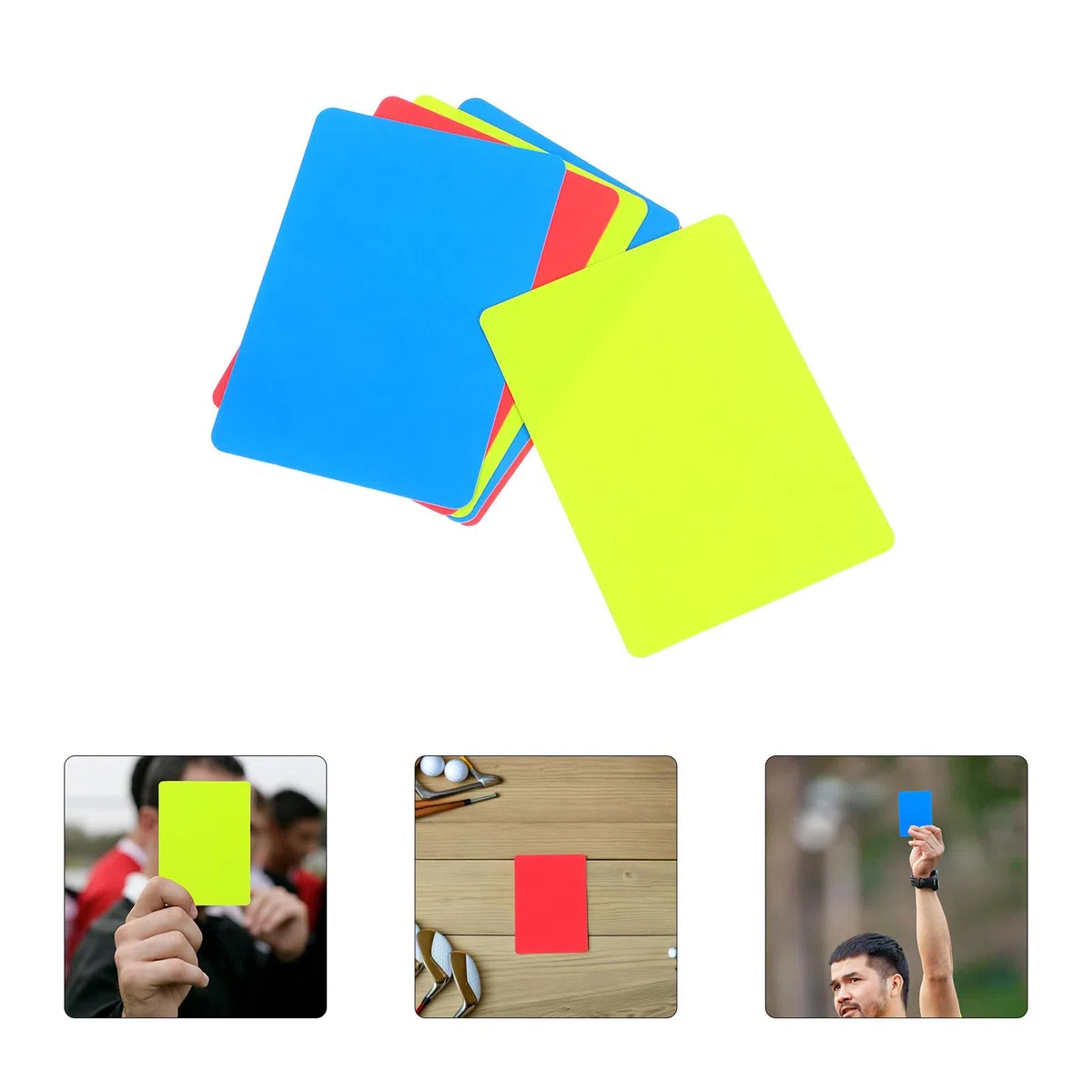 ibasenice Set di 6 biglietti da arbitro in PVC spesso con carte rosse gialle e blu, facili da maneggiare, resistenti alle intemperie, per giochi di pallacanestro, adatti per professionisti