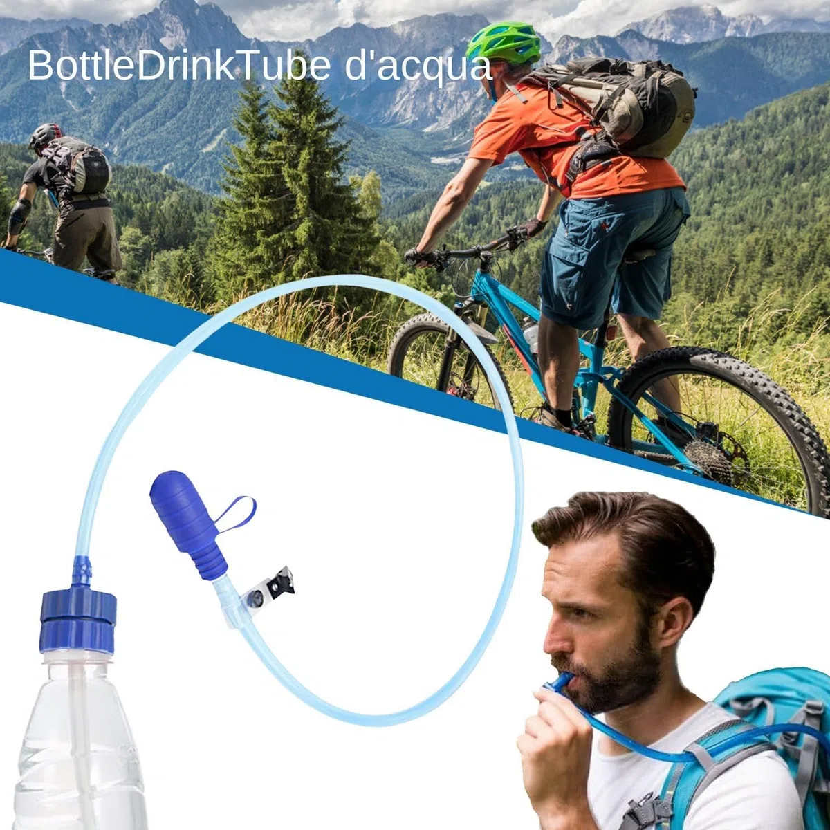 Generico Tubo per idratazione, Kit Adattatore per Bottiglia d'Acqua Converttube - Tubo Flessibile per Kit di idratazione,di Tubi per Bevande idratanti per Uso Alimentare per Il Ciclismo