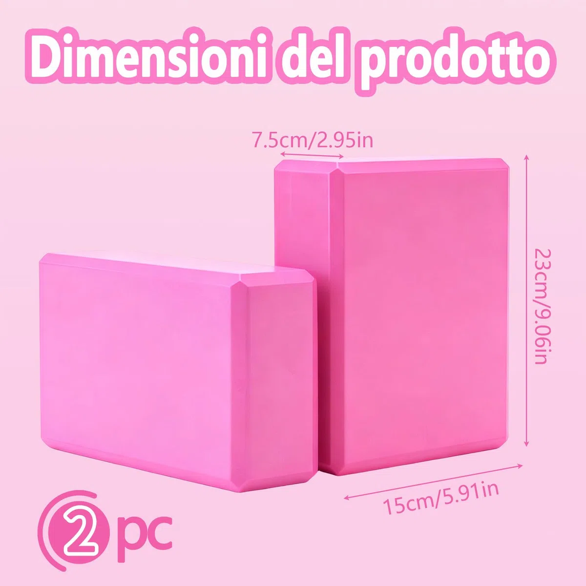 2 Pezzi Mattoncini Yoga – Schiuma Rigida Ad alta Densità Antiscivolo, Accessorio per Yoga, Pilates e Meditazione (Rosso)