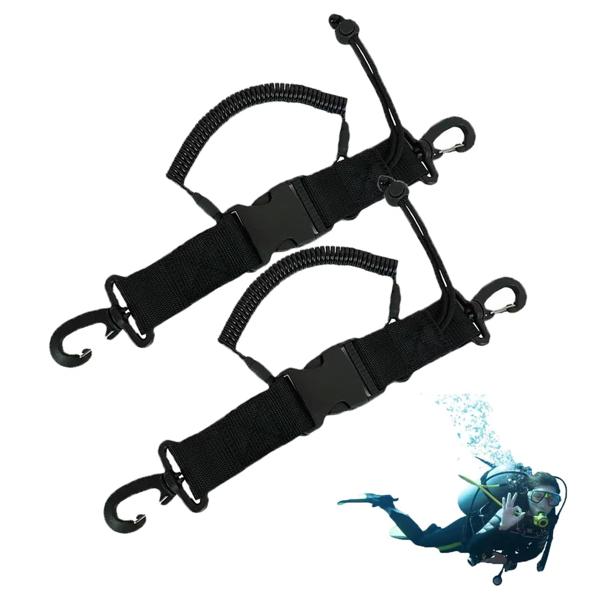 2 Pezzi Lanyard Scuba Diving, Cordino da Immersione con Clip Sgancio Rapido, per Immersioni e Snorkeling