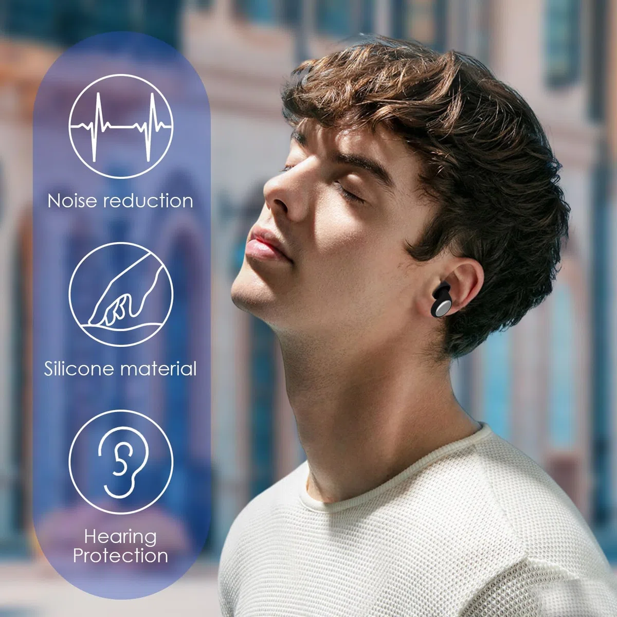 2 Tappi Orecchie Neri in Silicone Morbido con 6 Inserti Intercambiabili e Custodia Tappi Riutilizzabili per Dormire, Viaggiare, Concerti Riduzione del Rumore 35dB Protezione Udito Ipoallergenica