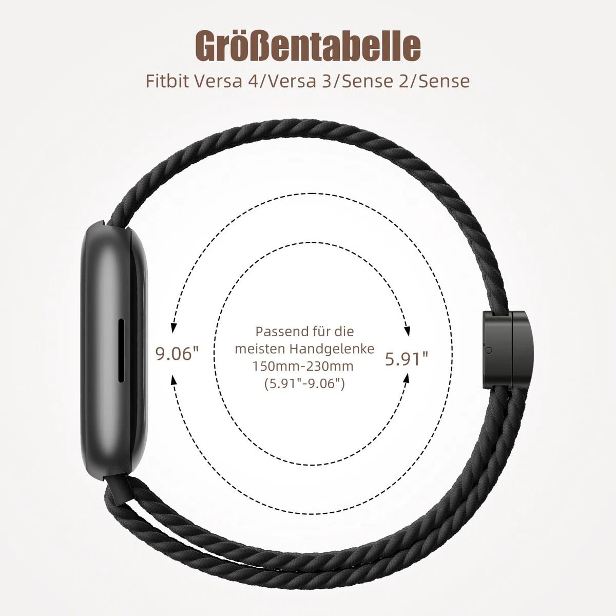 Oielai Intrecciato Band Compatibile con Cinturino Fitbit Versa 4, Cinturini Versa 3, Fascia Sportiva in Morbido Nylon con Chiusura Magnetica per Fitbit Sense 2, Sense per Uomini Donne